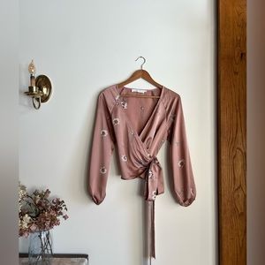 ASTR The Label Balletcore Cropped Wrap Top